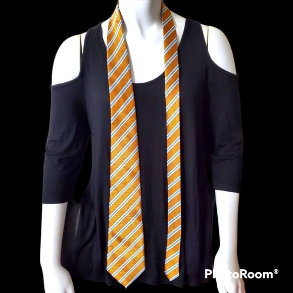 Giorgio Armani Orange, White, & Blue Silk Tie - Picture 1 of 7